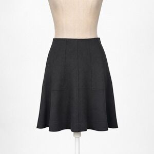 Kpop Wool A Line Knee Length Skirt Size 8 Black Preppy Classic Contemporary Y2K